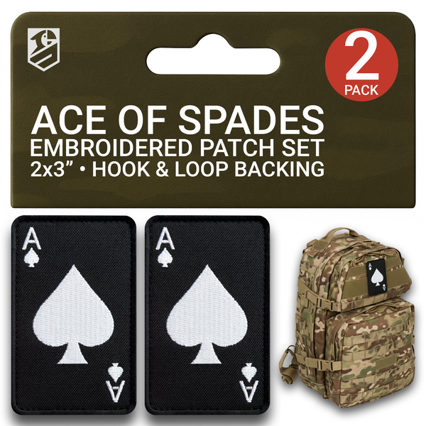 Ace of Spades Patch Set – 2Pcs Death Card Tactical Morale Patches (2x3 Inches)