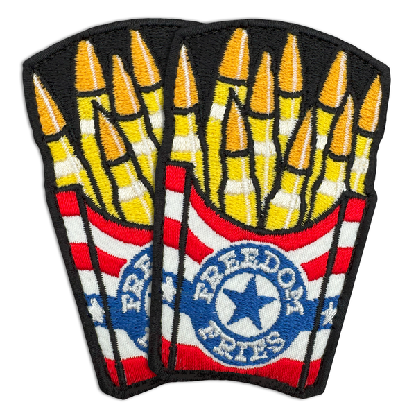 2-Piece Freedom Fries Patch, Embroidered Hook and Loop Funny Military Tactical American Freedom Patch