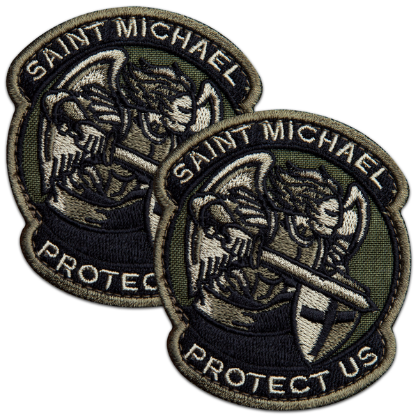 2Pcs Saint Michael Patch, Embroidered Hook & Loop Morale Military St Michael Patch