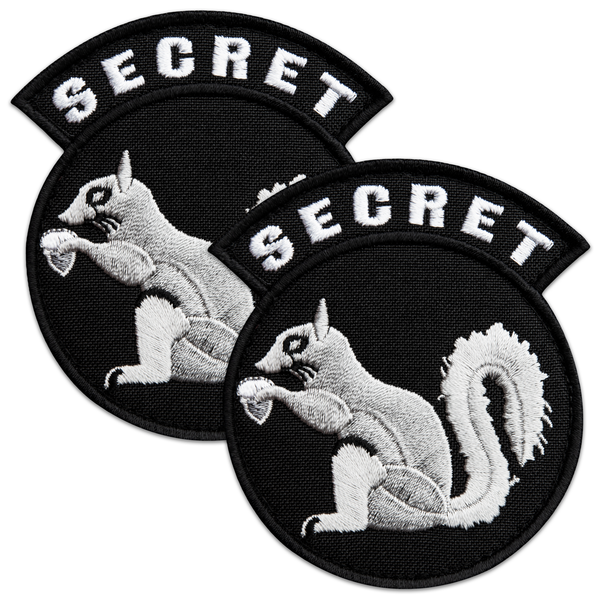 2Pcs Secret Squirrel Patch Set, 3x3.3 Inches (7.5x8.5 cm) Embroidered Tactical Morale Patches with Hook Backing for Vest, Backpack, Dog Harness, Military Gear