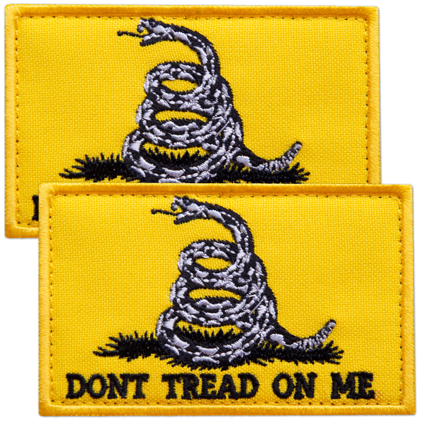 2-Pcs Don't Tread On Me Patch Hook & Loop, Embroidered Gadsden Flag