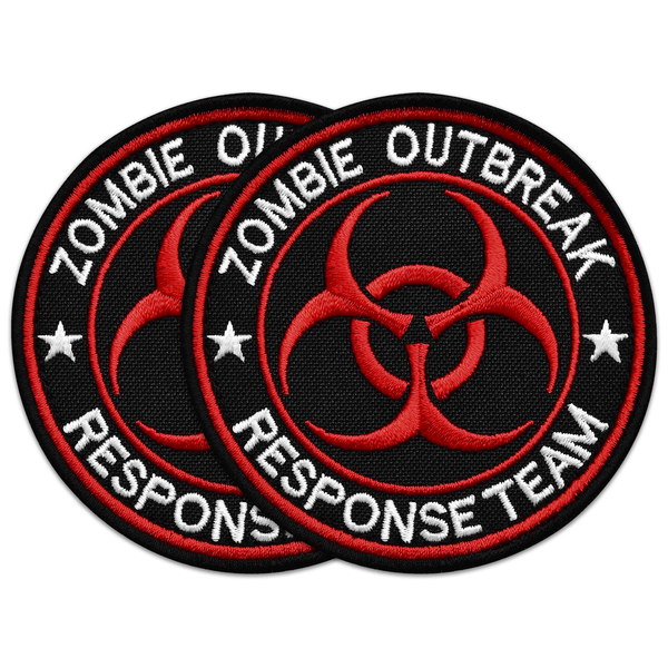 2Pcs Zombie Outbreak Response Team Patch Set, 3 Inches (8 cm) Embroidered Tactical Morale Patches with Hook Backing for Backpack, Vest, Hat, Dog Harness