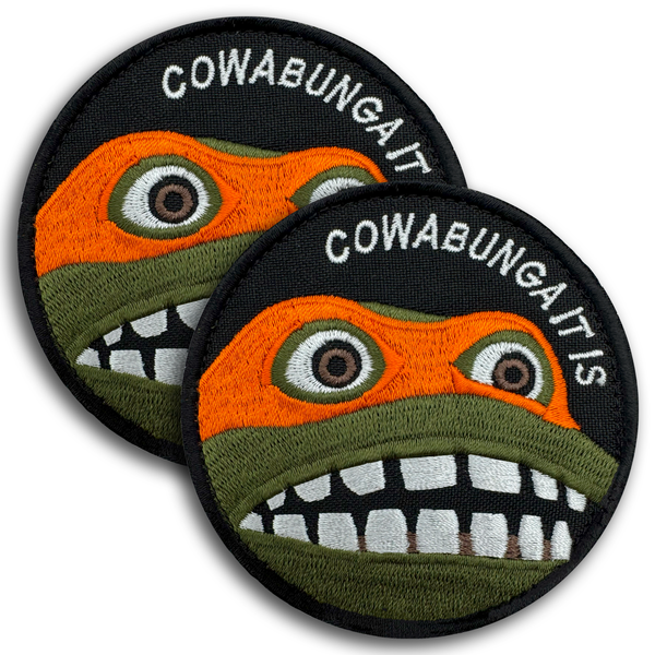 Cowabunga It Is Patch – 2Pcs Embroidered Funny Tactical Morale Patches (3.15 Inches)