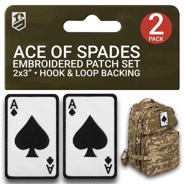 Ace of Spades Patch Set – 2Pcs Death Card Tactical Morale Patches (2x3 Inches)