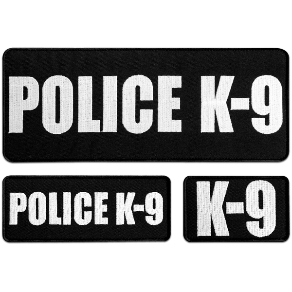 3-Pcs Police K9 Patch Set: Durable Embroidered Patches for Dog Vest Harnesses and Tactical Gear