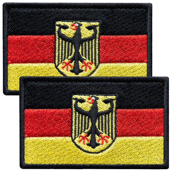 2-Pcs German Flag Coat of Arms Eagle Shield Embroidered Patch Set Hook & Loop