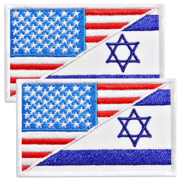 2-Pcs Israeli Flag American Flag Patch Set, Embroidered USA Israel Flag Patch