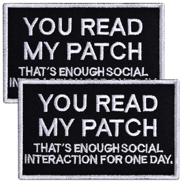 2Pcs “You Read My Patch” Morale Patch Set – Embroidered Funny Tactical Patches for Backpack, Vest, Hat, Dog Harness – Hook Backing