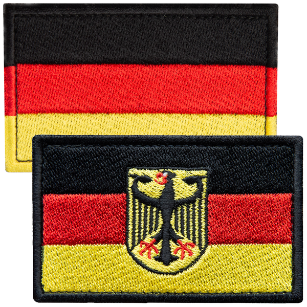 2-Pcs German Flag and Coat of Arms Embroidered Patch Set Embroidered Hook & Loop