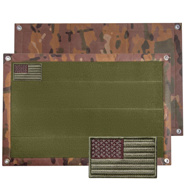 Velcro Board for Patches 15.7x23.6" with American Flag Velcro Patch, Flecktarn Camo