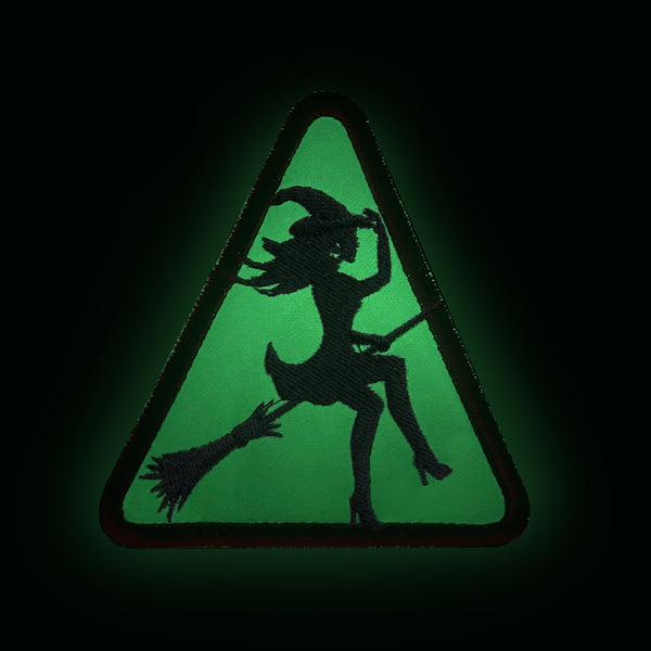 2Pcs Glow in the Dark Witch Patch Set, Triangle Embroidered Morale Patches