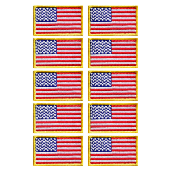 10-Pcs American Flag Embroidered Patch Hook & Loop Set
