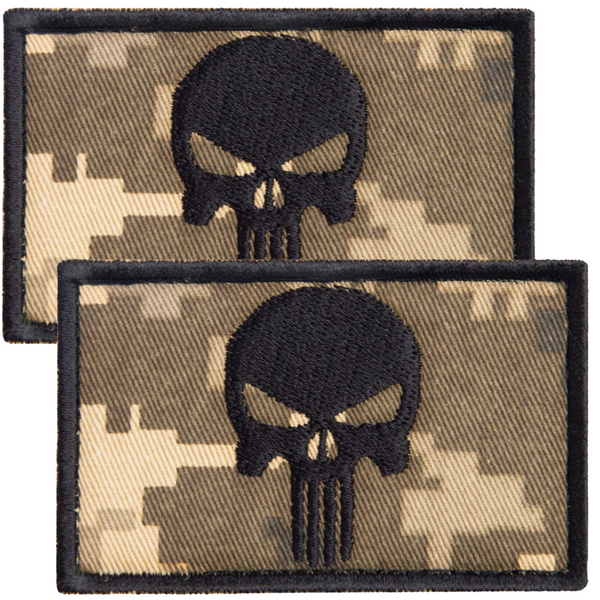 2-Pcs Digital Camo Dead Skull Patch Set, Embroidered Tactical Patches Hook & Loop