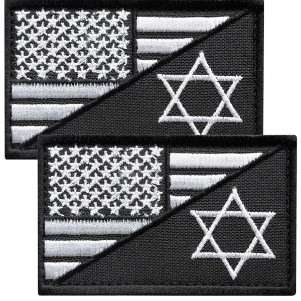 2-Pcs Israel American Flag Embroidered Patch Velcro Set