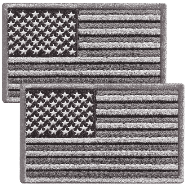 2Pcs Subdued American Flag Patch Set, Hook and Loop USA Flag, Embroidered Gray USA Flag