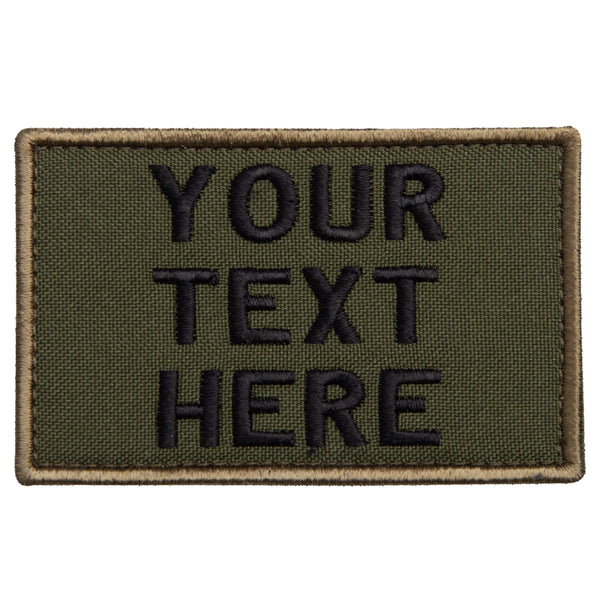 2-Pcs Personalized Olive Embroidered Patch Velcro Set: Unique Tactical Identity 2x3 inch