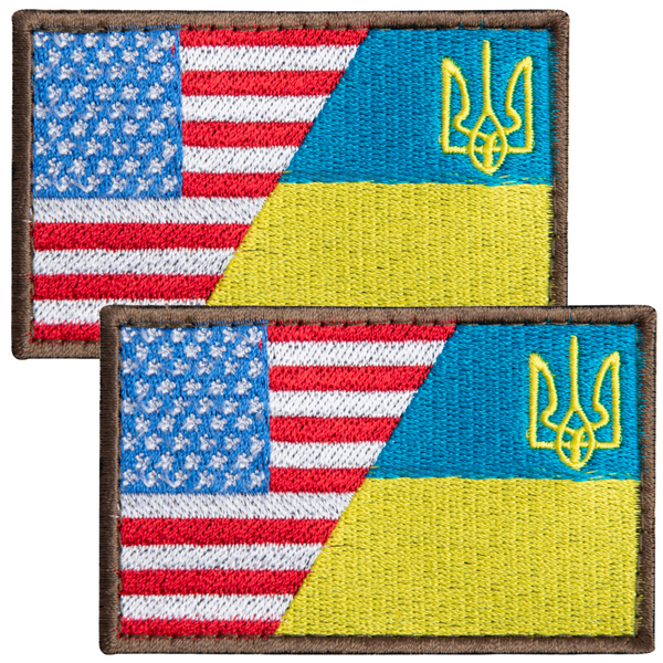 2-Pcs Ukraine American Flag Embroidered Velcro Set
