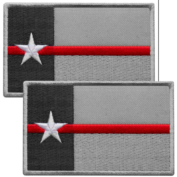 2-Pcs Texas Flag Embroidered Patch Hook & Loop Set Velcro Patch, Texas State, Symbolic Patch with Red Stripe