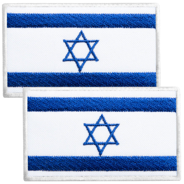 2-Pcs Israel Flag Embroidered Patch Velcro Set