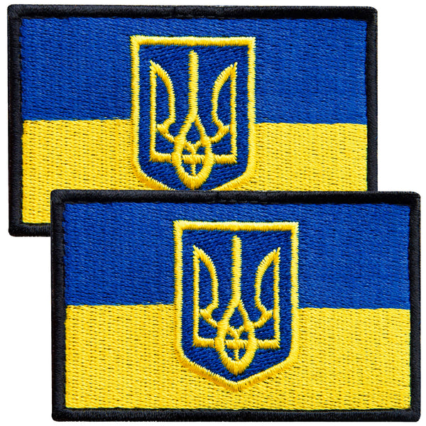 2-Pcs Ukraine Flag Embroidered Patch Set Hook & Loop