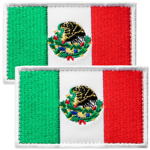 2-Pcs Mexican Flag Embroidered Patch Hook & Loop Set