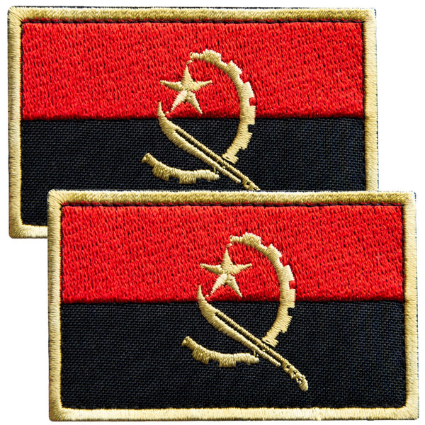 2-Pcs Angola Flag Embroidered Patch Hook & Loop Set