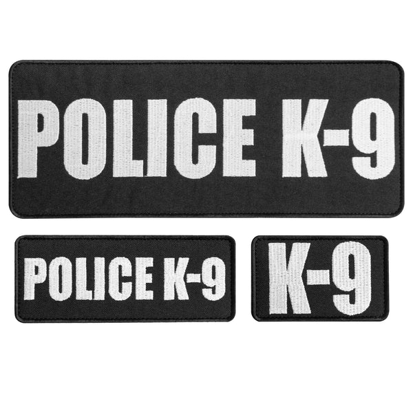 3-Pcs Police K9 Patch Set, K9 Patches with Hook &amp; Loop Backing, Dog Vest Patches for K9 Vest, Tactical Dog Harness, Dog Patch, Tactical Gear, Black &amp; White, Small &amp; Large Service Dog Patches