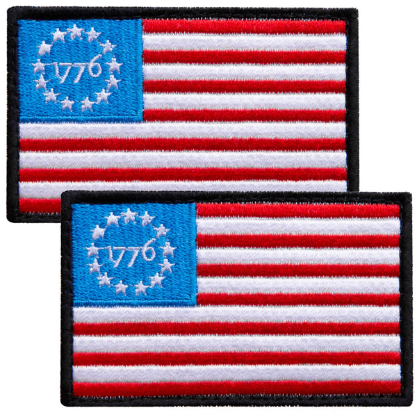 2-Pcs  Betsy Ross 1776 Flag Patch Set, Embroidered American Flag USA 1776 Patch