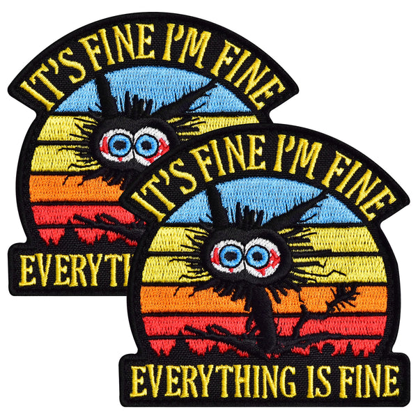 I’m Fine Cat Patch Set – 2Pcs Funny Tactical Morale Patches (3 Inches)