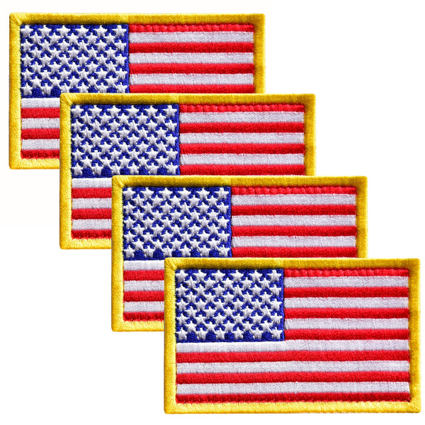 4-Pcs American Flag Embroidered Patch Hook & Loop Set