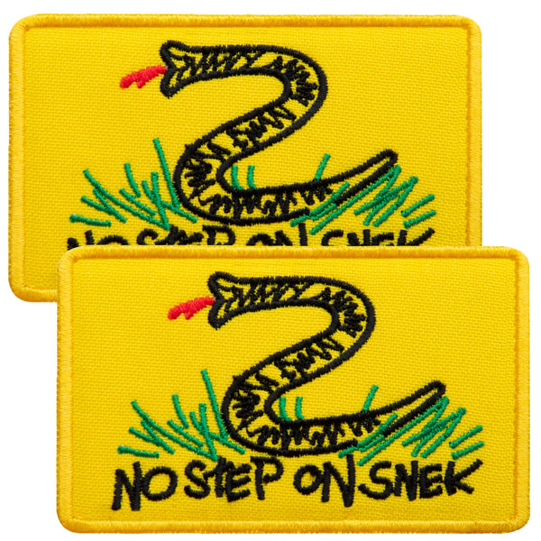 2-Pcs No step on snek Embroidered Patch Hook & Loop Set Yellow