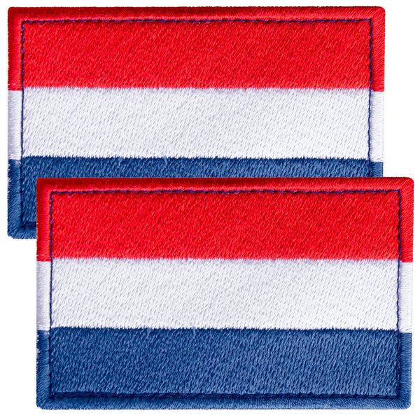 2-Pcs Netherlands Flag Embroidered Patch with Hook & Loop Fastener