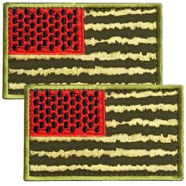 2-Pcs American Flag Patch Velcro Set, Embroidered Funny Patches Watermelon