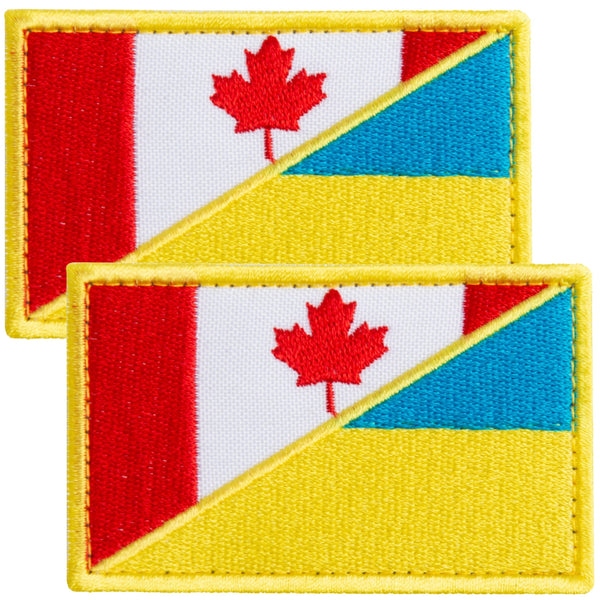 2-Pcs Canada Flag and Ukraine Flag Patch Set, Embroidered Ukrainian Emblem and Canadian