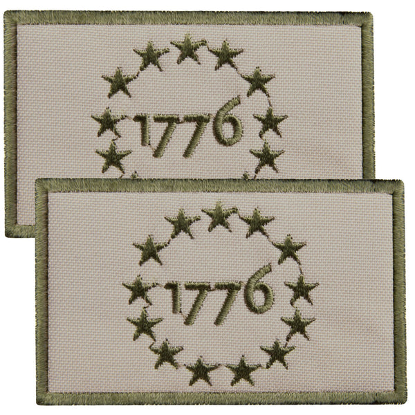 2-Pcs Subdued 1776 Patch Set, Embroidered American Flag 1776 Patch for Backpacks, Tactical Vest, Military Helmet, USA flag Freedom Patch with Hook and Loop, Sew-On Option, 2x3 Inches