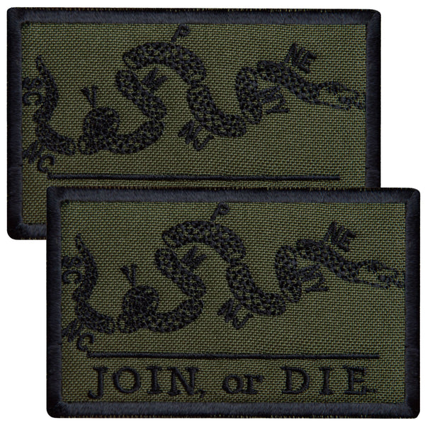 2-Pcs Subdued Join or Die Flag Patch Set, Embroidered American Join or Die Patch, Tactical Patches for Backpacks, Tactical Vest, Dog Vest