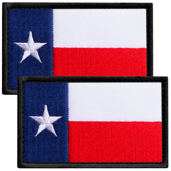 2-Pcs Texas Flag Embroidered Patch Hook & Loop Set