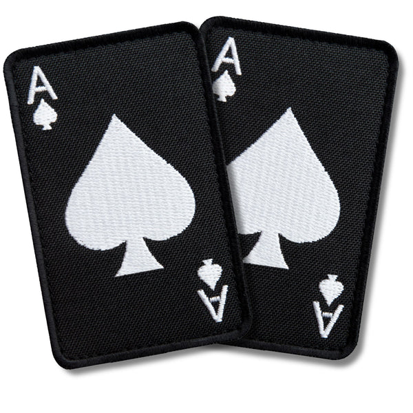 2-Pcs Set of chevrons 2 pcs on velcro Card Ace of Spades 5x8 cm, Embroidered Patch, Tactical Patch, Card of Death