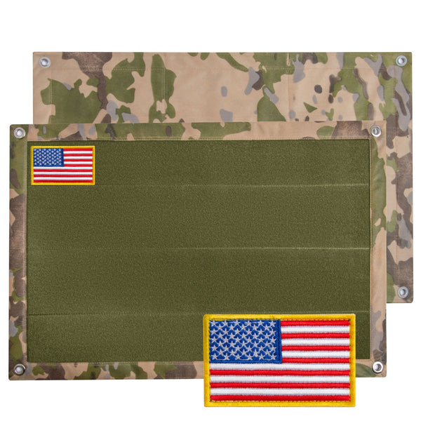 Velcro Board for Patches 15.7x23.6" with American Flag Velcro Patch, Multicam