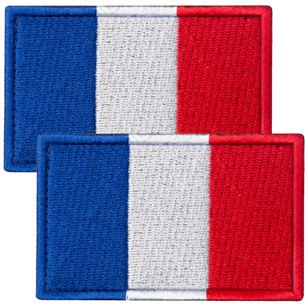 2-Pcs France Flag Embroidered Patch with Hook & Loop Fastener